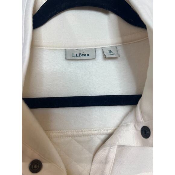 L.L. Bean Ivory Quilted Pullover Size MED Preppy - Picture 5 of 7